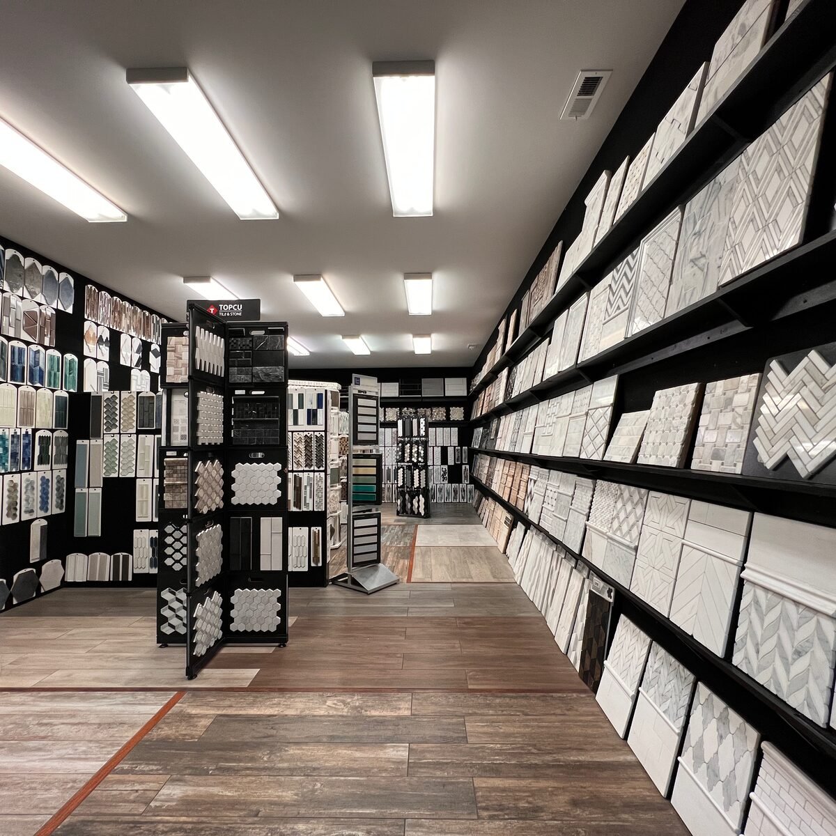 07-tile-showroom-owensboro-ky-mosaic-aisle Mosaic and wall tile aisle in the tile showroom in Owensboro, KY