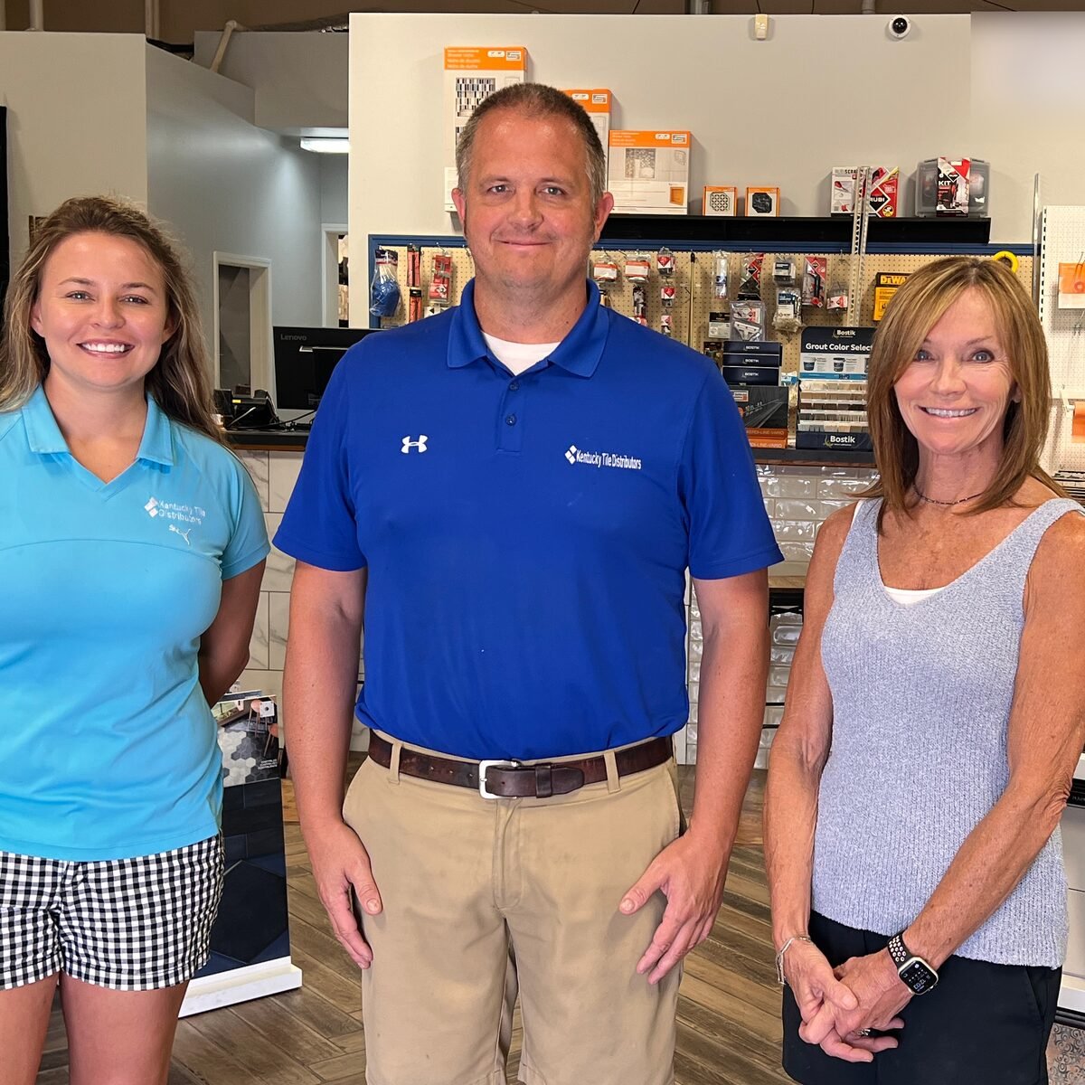 Valerie, Mike, and Janice of Kentucky Tile Distributors in their Owensboro showroom