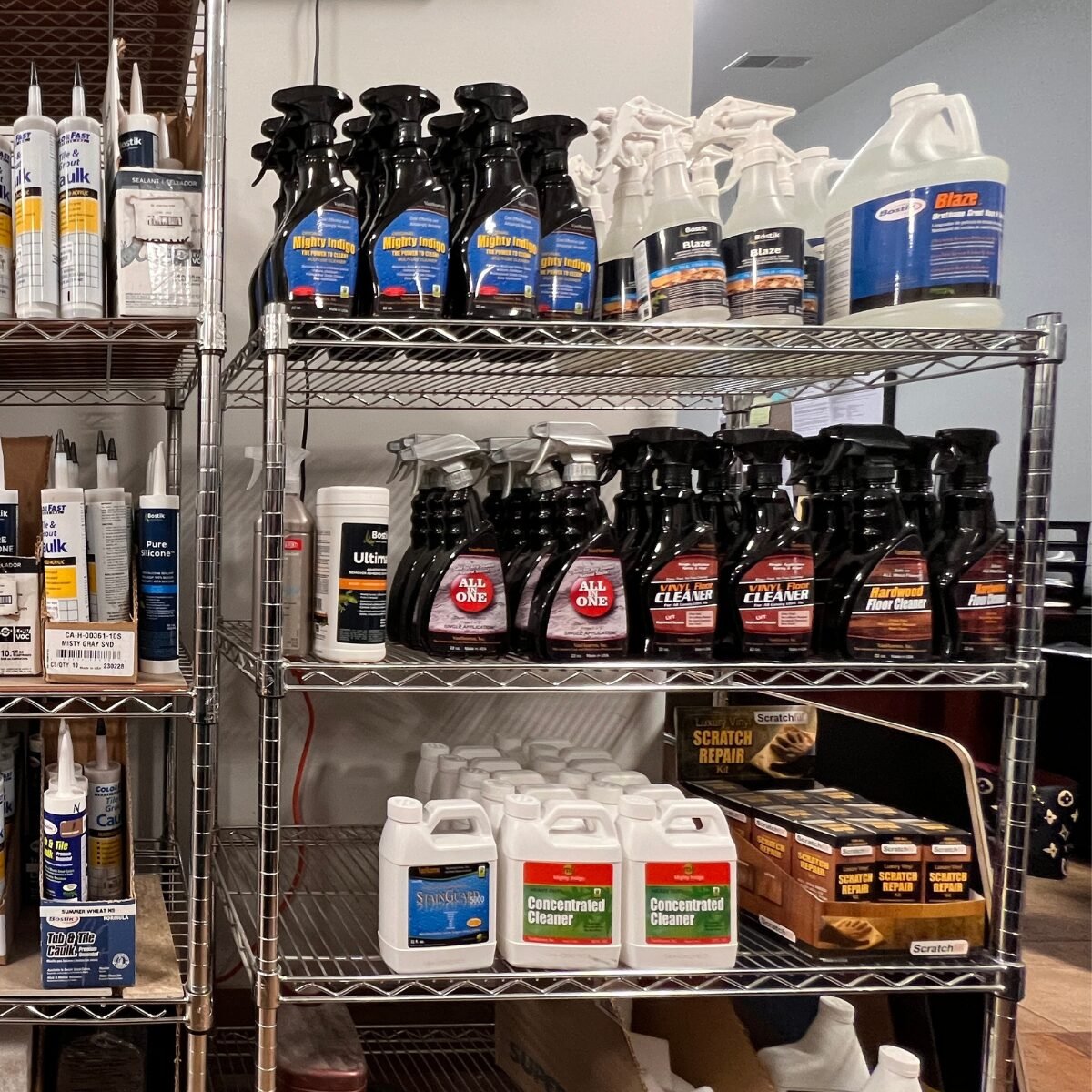 tile-sealers-cleaners-owensboro-ky Tile sealers, cleaners, and caulk at Kentucky Tile Distributors in Owensboro